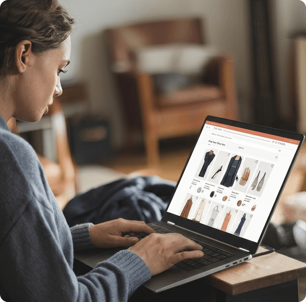 Seamless commerce experience on a laptop storefront